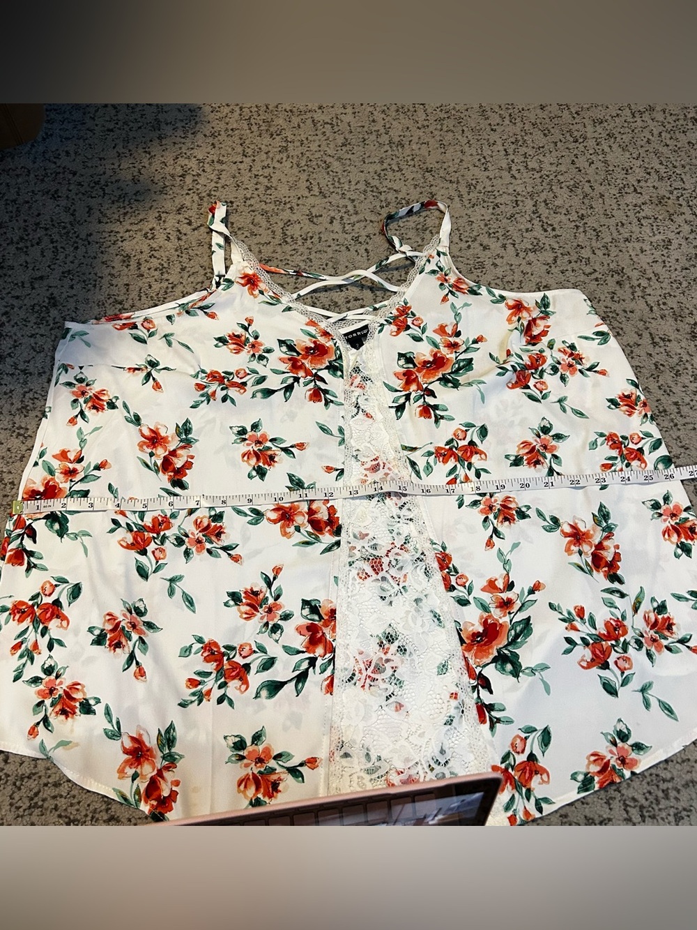 Torrid White & Orange Floral Georgette Lace Cami Size 2X - Picture 9 of 10